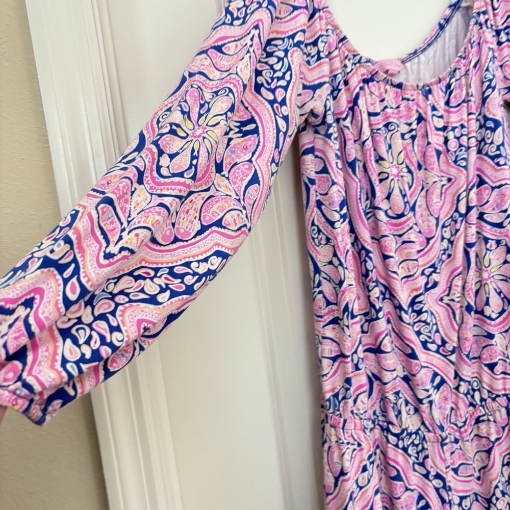 Stretch Knit Romper Lilly Pulitzer  Women's Lana Off Shoulder Can't Resist Print - Picture 7 of 15